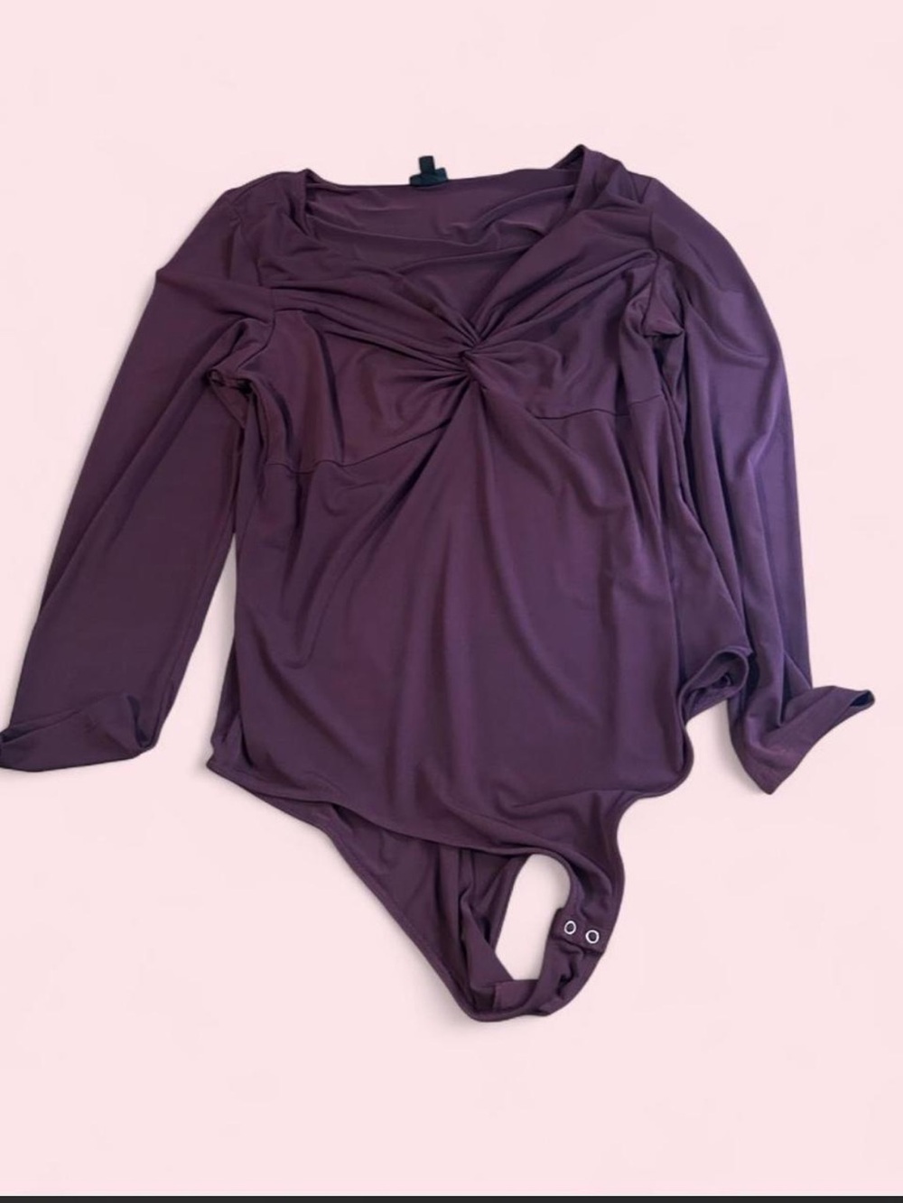 Women's Twist-Front Long Sleeve Bodysuit - Purple